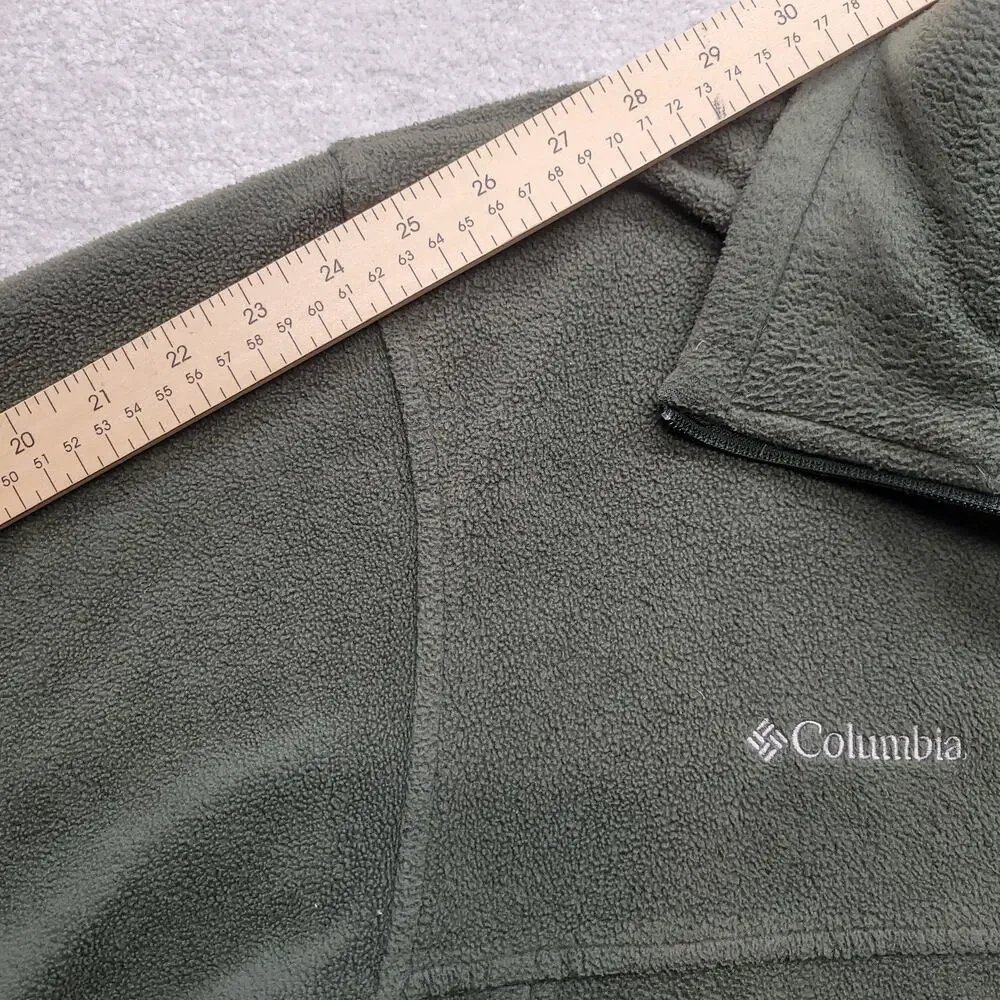 Columbia Fleece Jacket Men's Large Olive Green Full Zip Outdoor Hiking Coat